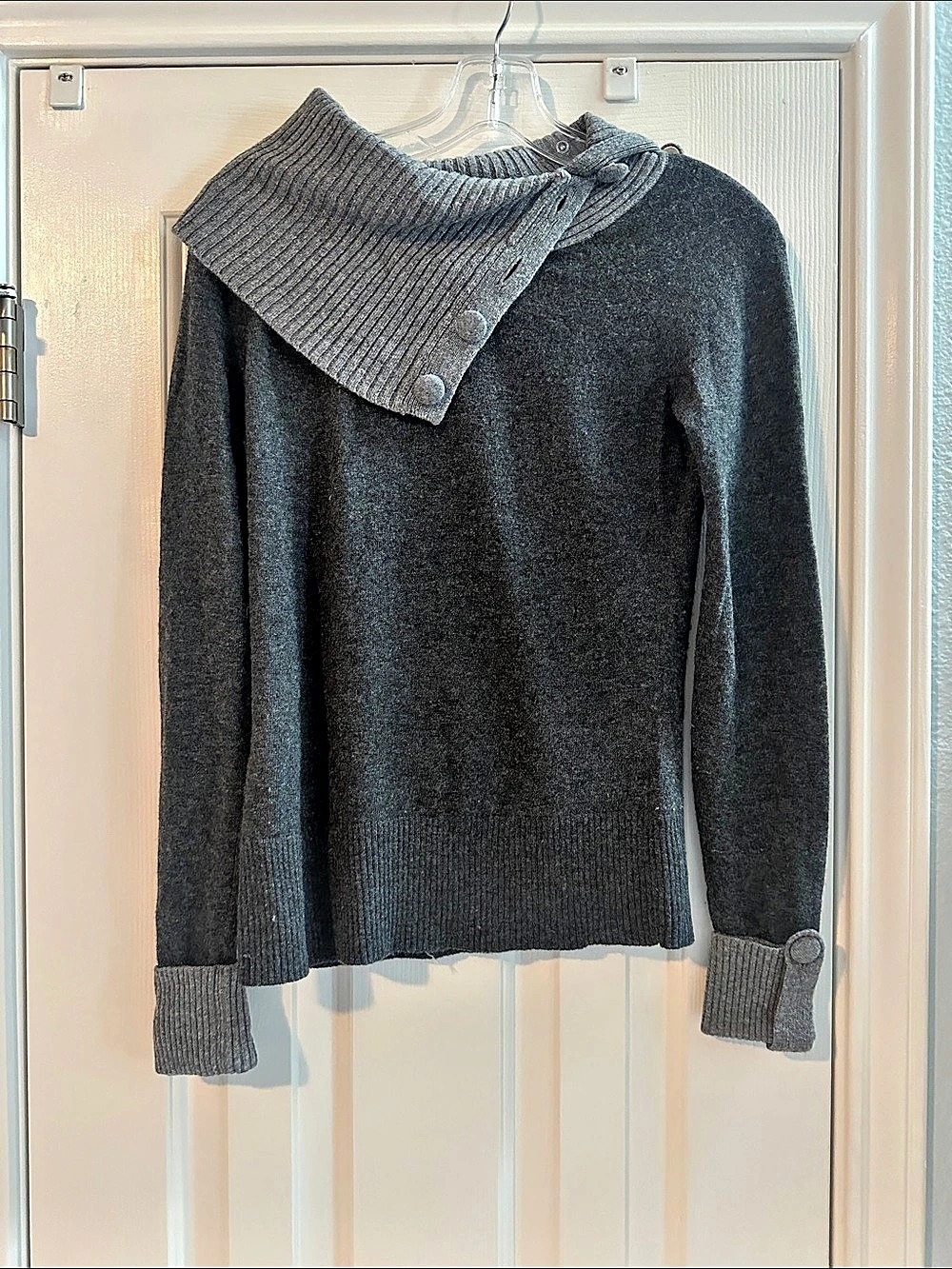 Banana Republic 2000s  Cowl Neck Wool Cashmere Sweater Gray PXS Classic